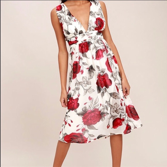 Lulu’s Queen of Hearts White Floral Print Dress - Picture 3 of 14